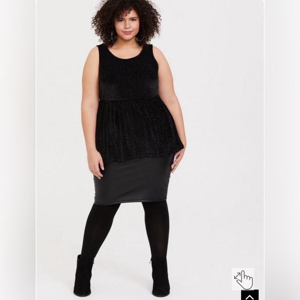 5 for $25 bundle! Torrid Velvet Peplum short Sleeve Black Leopard Print Size 1X